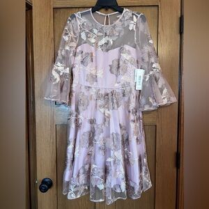 Eliza J floral sheer dress wedding 6 pink rosegold